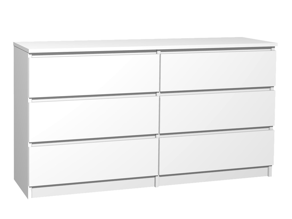 Biała Duża Komoda York 120cm 6 Szuflad