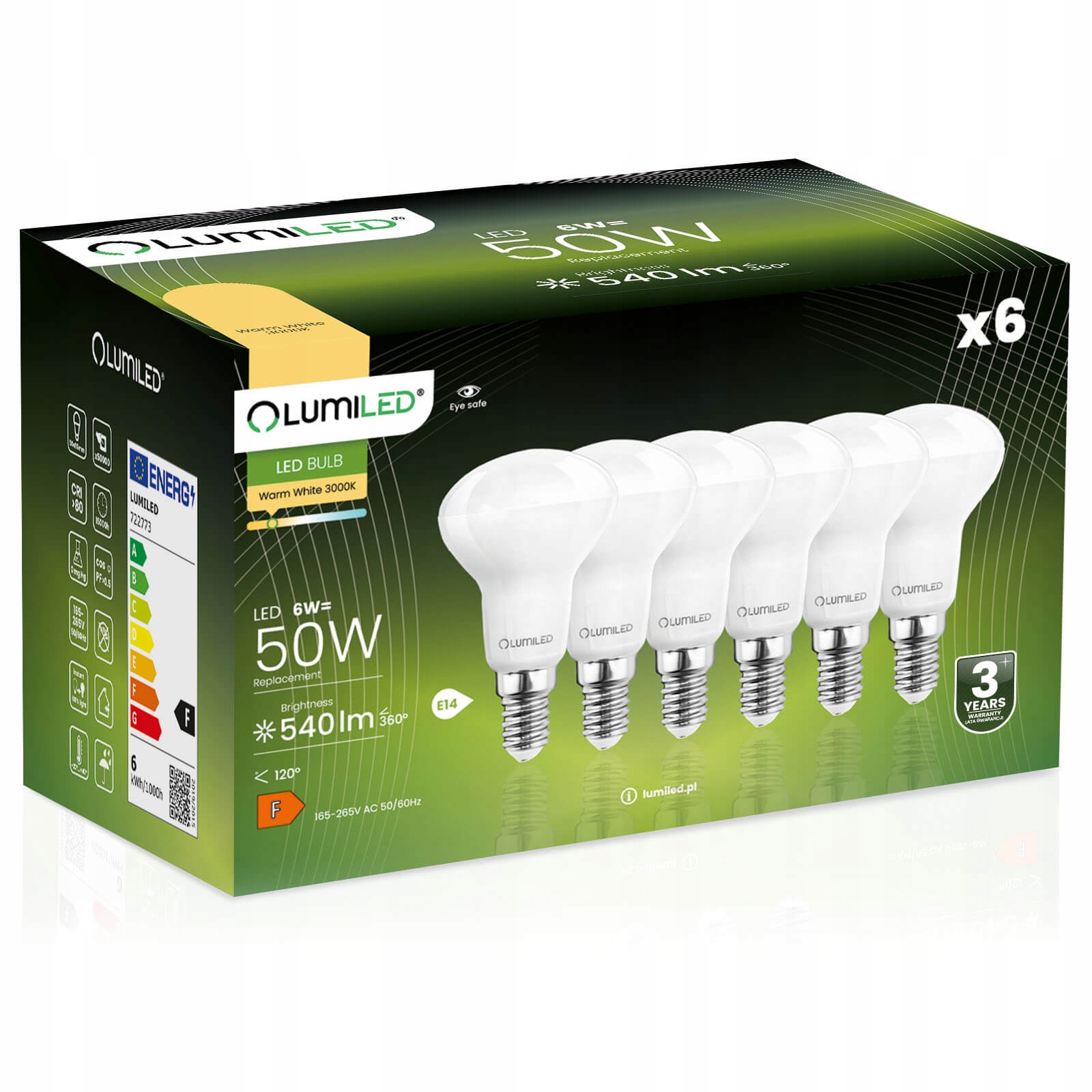 6x Żarówka Led E14 Reflektor R50 6W 3000K Lumiled