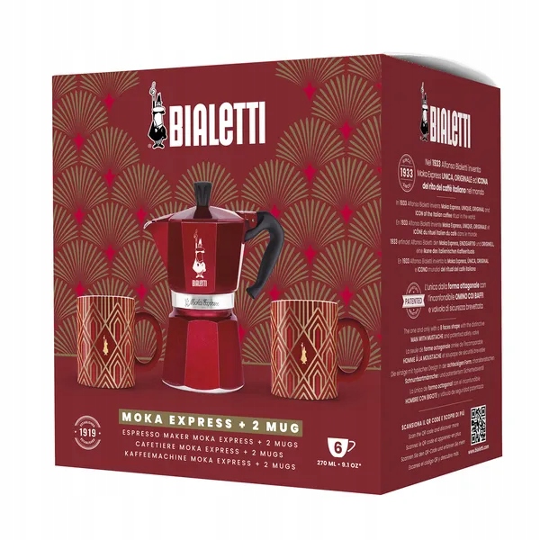 Zestaw Bialetti Moka Express 6tz Czerwona 2 Kubki