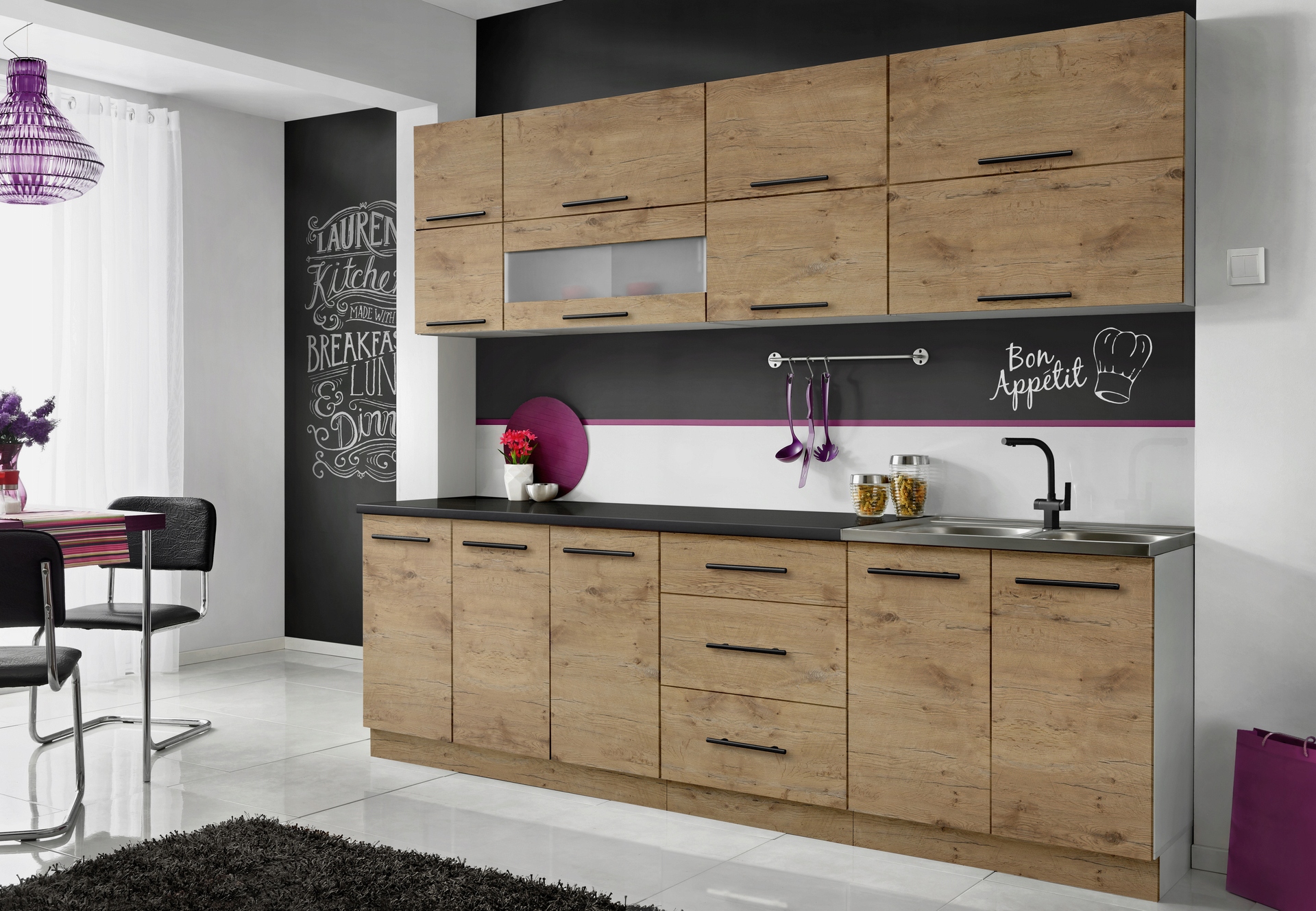 Meble Kuchenne Kuchnia Szafki Modułowe Dąb Wotan 2,6M Rico