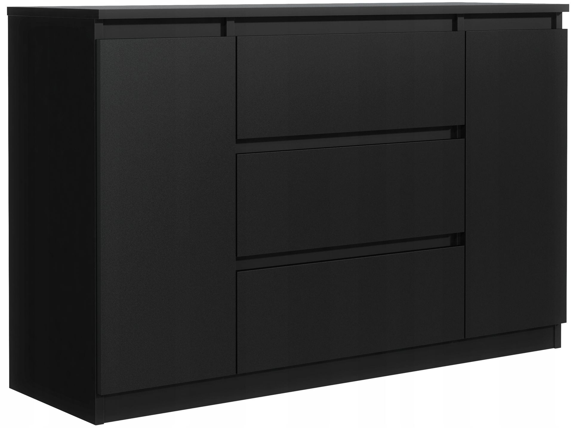 Szafka 2 Drzwi 3 Szuflady 140CM Czarna