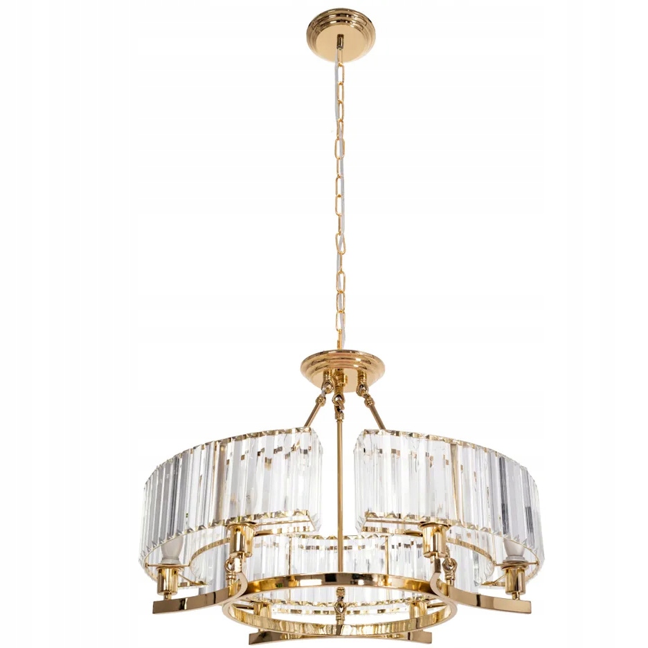 Lampa Sufitowa Złota Żyrandol Kryształowy Led Gold