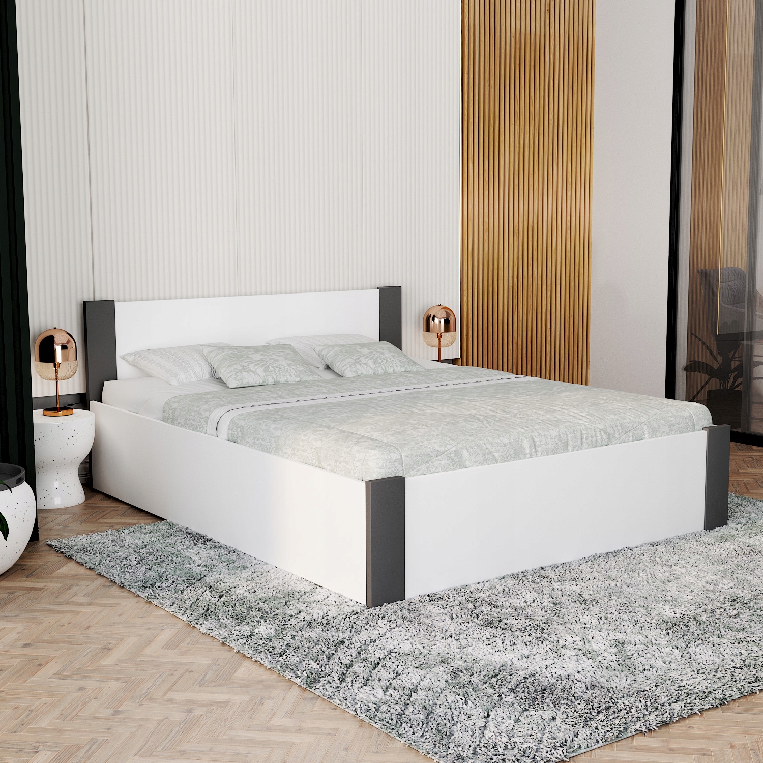 Łóżko 180x200 stelaż materac Boston DM