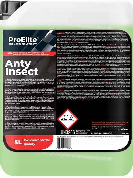 Płyn Do Mycia Usuwania Owadów Anty Insect ProElite, Koncentrat na Owady 5L