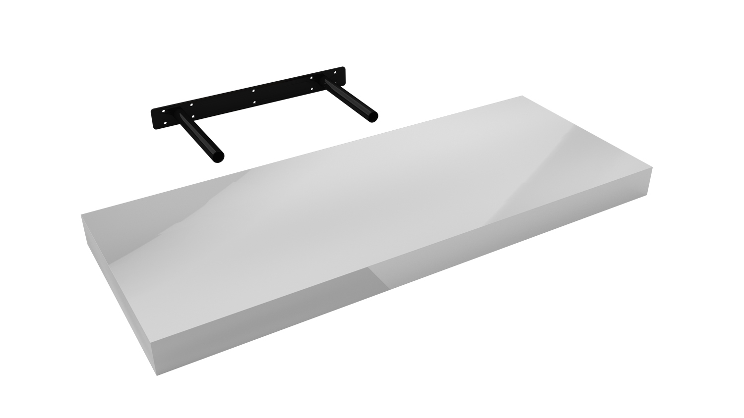 Półka ścienna samowisząca Biała wysoki połysk Fsg 60x23