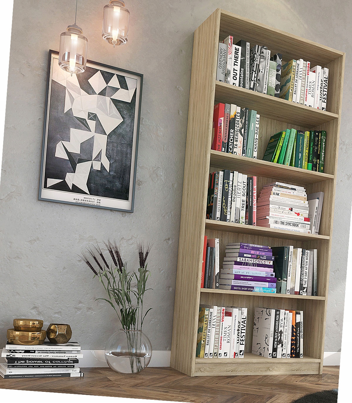 Duży regał na książki dąb sonoma P7-F16