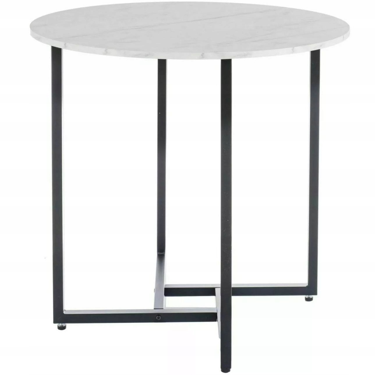 Stół Okrągły Alto II fi80 cm Biały Efekt Marmuru/Czarny Nowoczesny Salon
