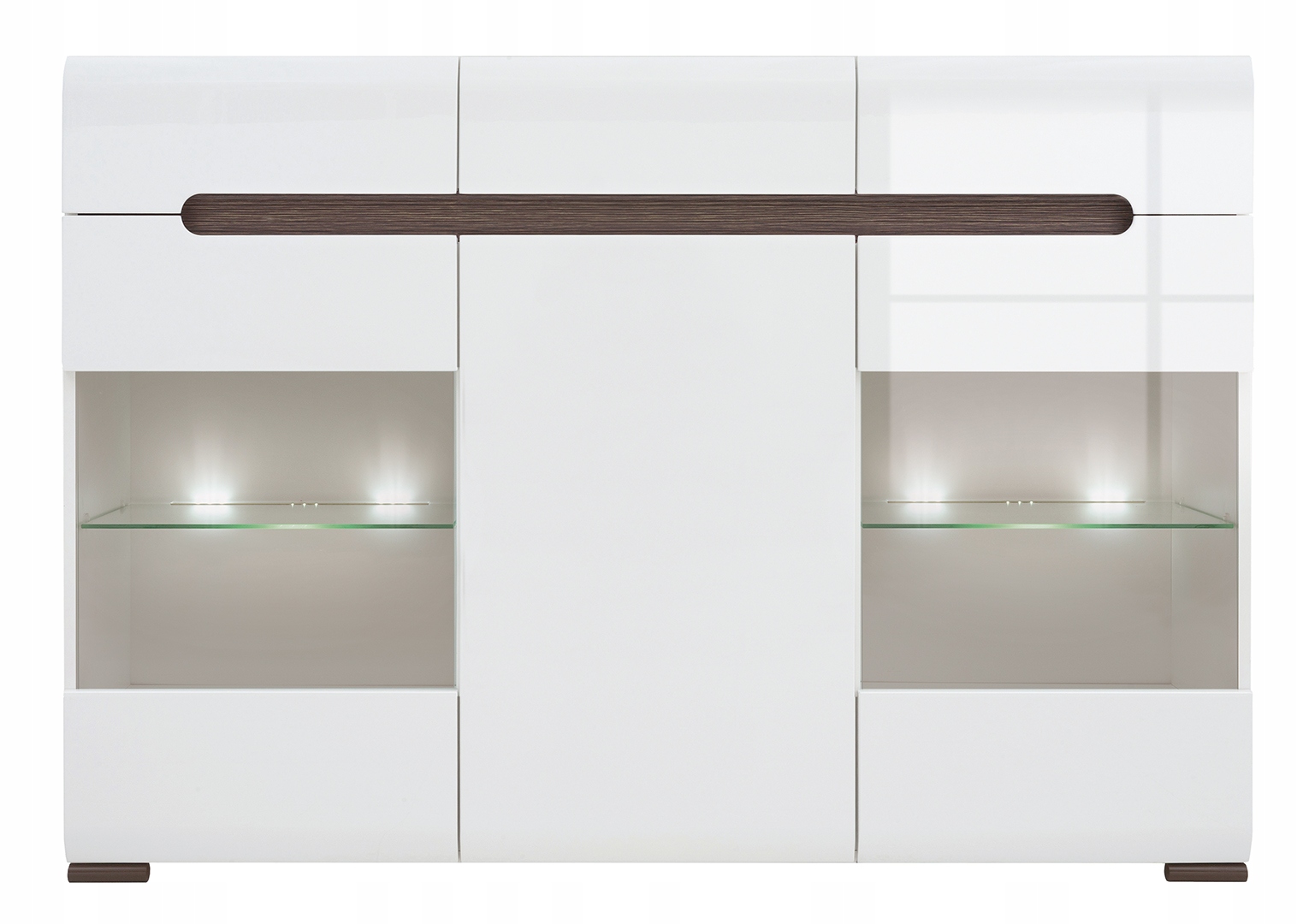 Komoda szafka drzwi, półki do salonu i sypialni biała połysk 150 cm Sydney