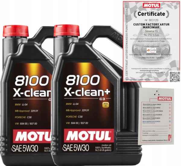 Motul 8100 X-clean+ 5W30 C3 10L Bmw LL-04 Vw 504 00/ 507 00 Zawieszka