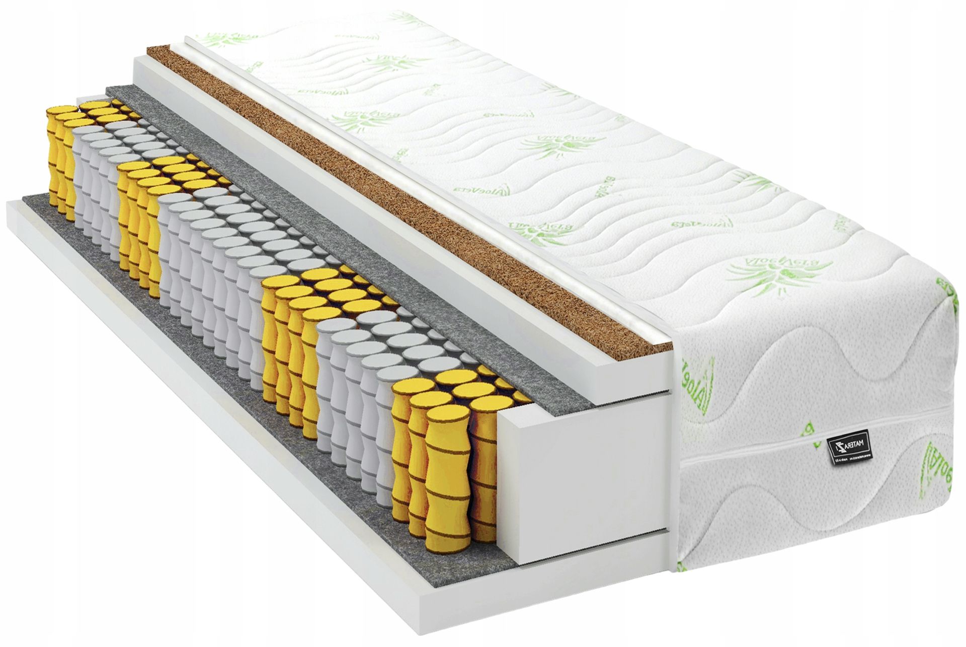 Materac 140x200 kieszeniowy Aloe Vera Kokos pocket Max 21 cm