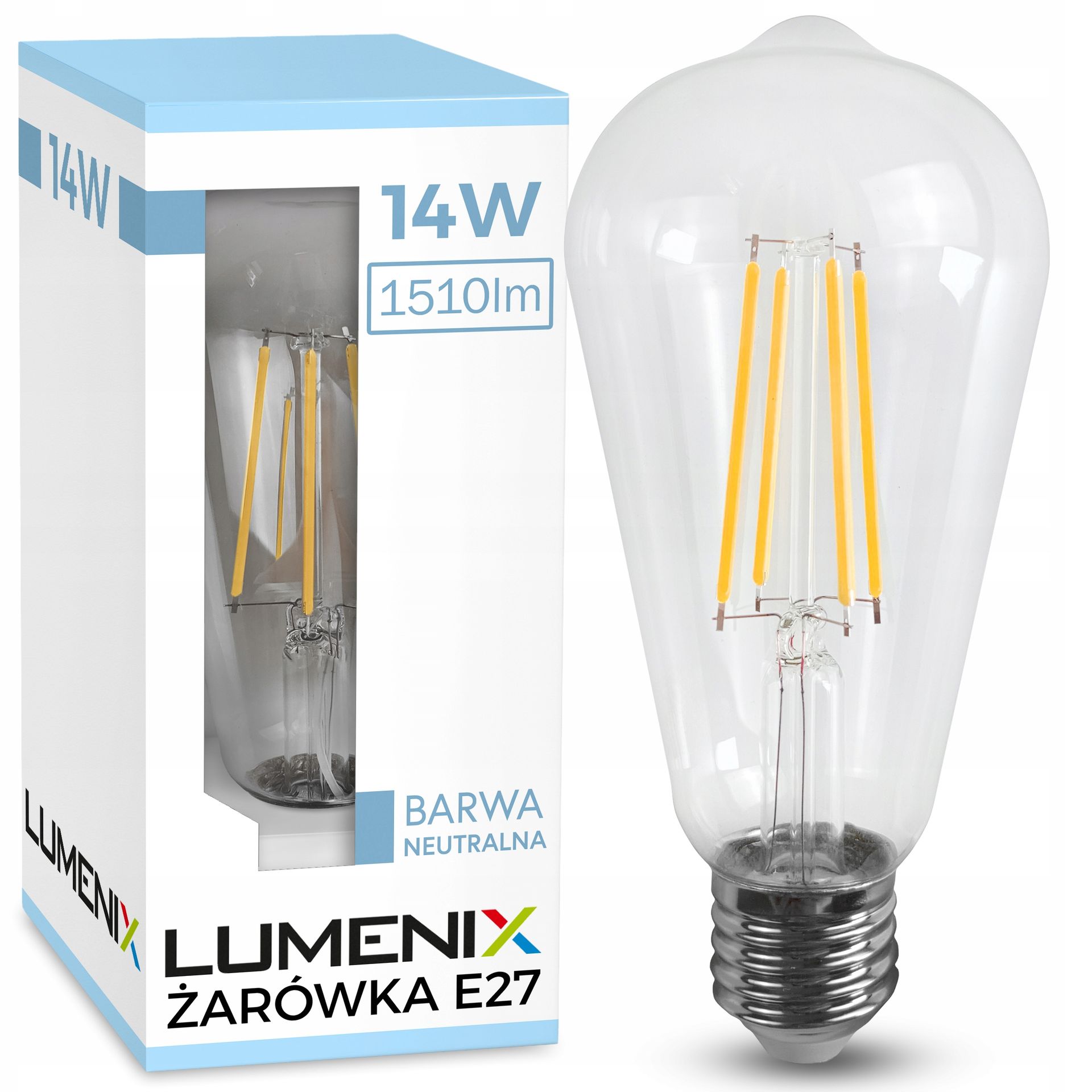 Żarówka E27 Led Filament Edison Ozdobna Łza 14W 1510lm Neutralna