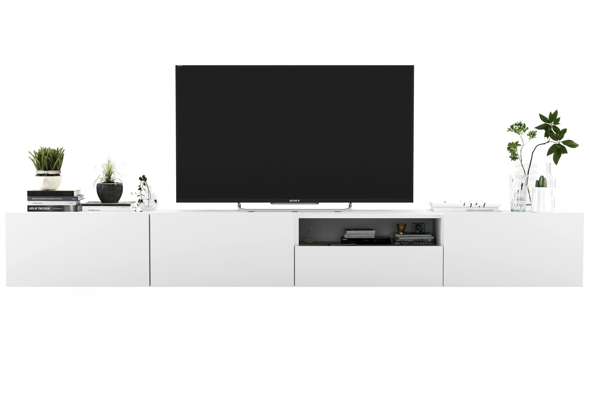 Szafka Rtv Loft wisząca biała Mat komoda Rtv 240cm