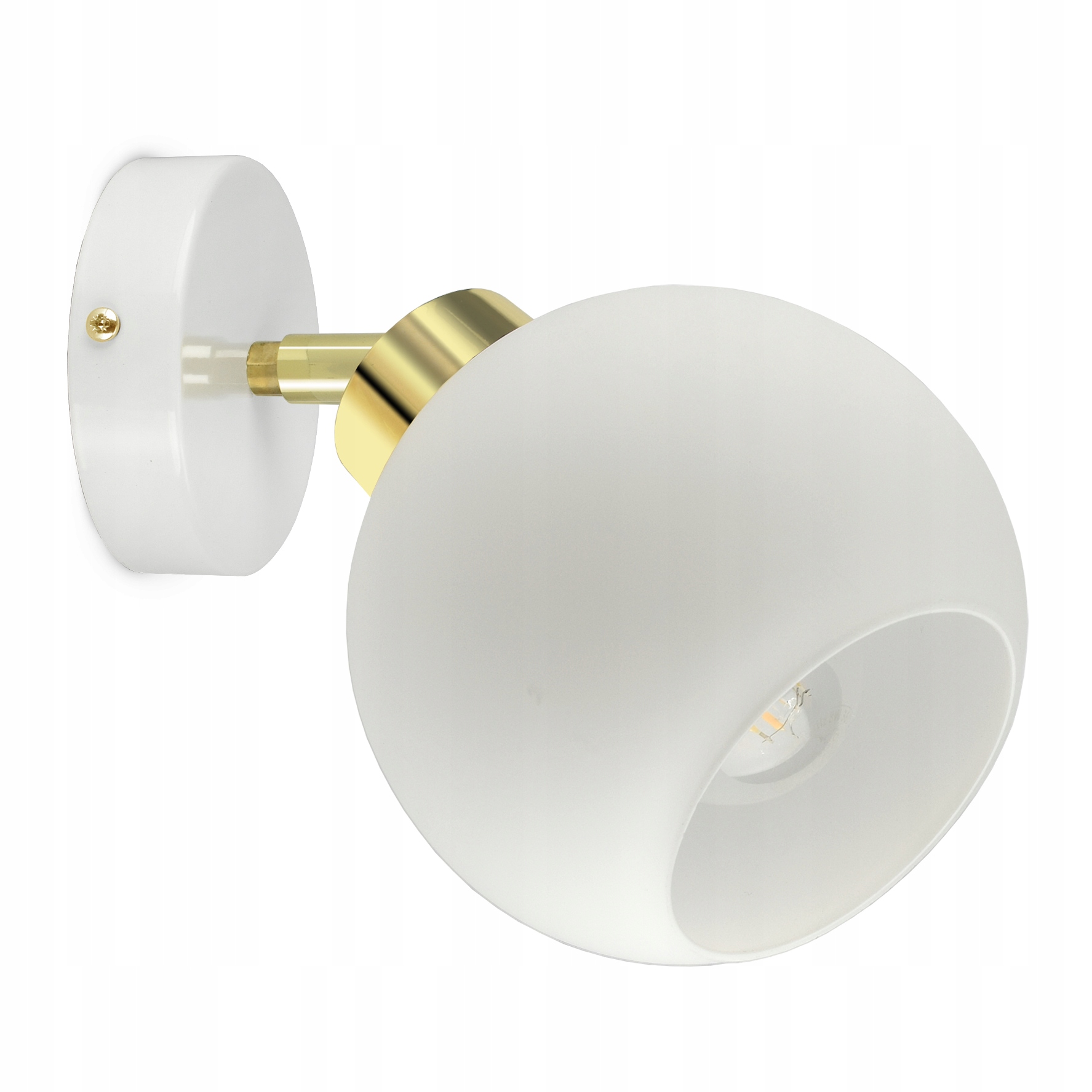 Lampa Ścienna Kinkiet Biały Szklana Kula White Glass K1 Led E27