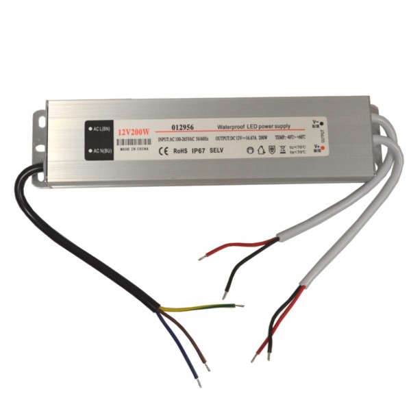 Zasilacz Led 12V 200W Slim Napięciowy IP67