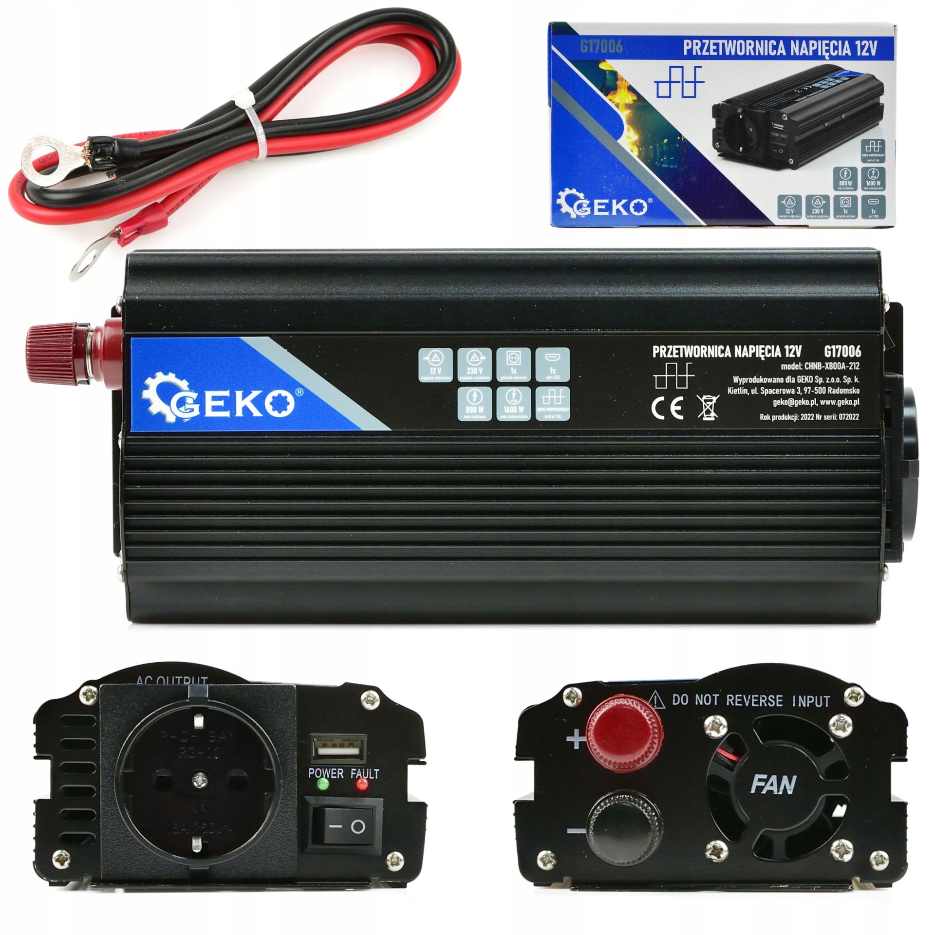 Przetwornica napięcia 12V/230V 800/1600W