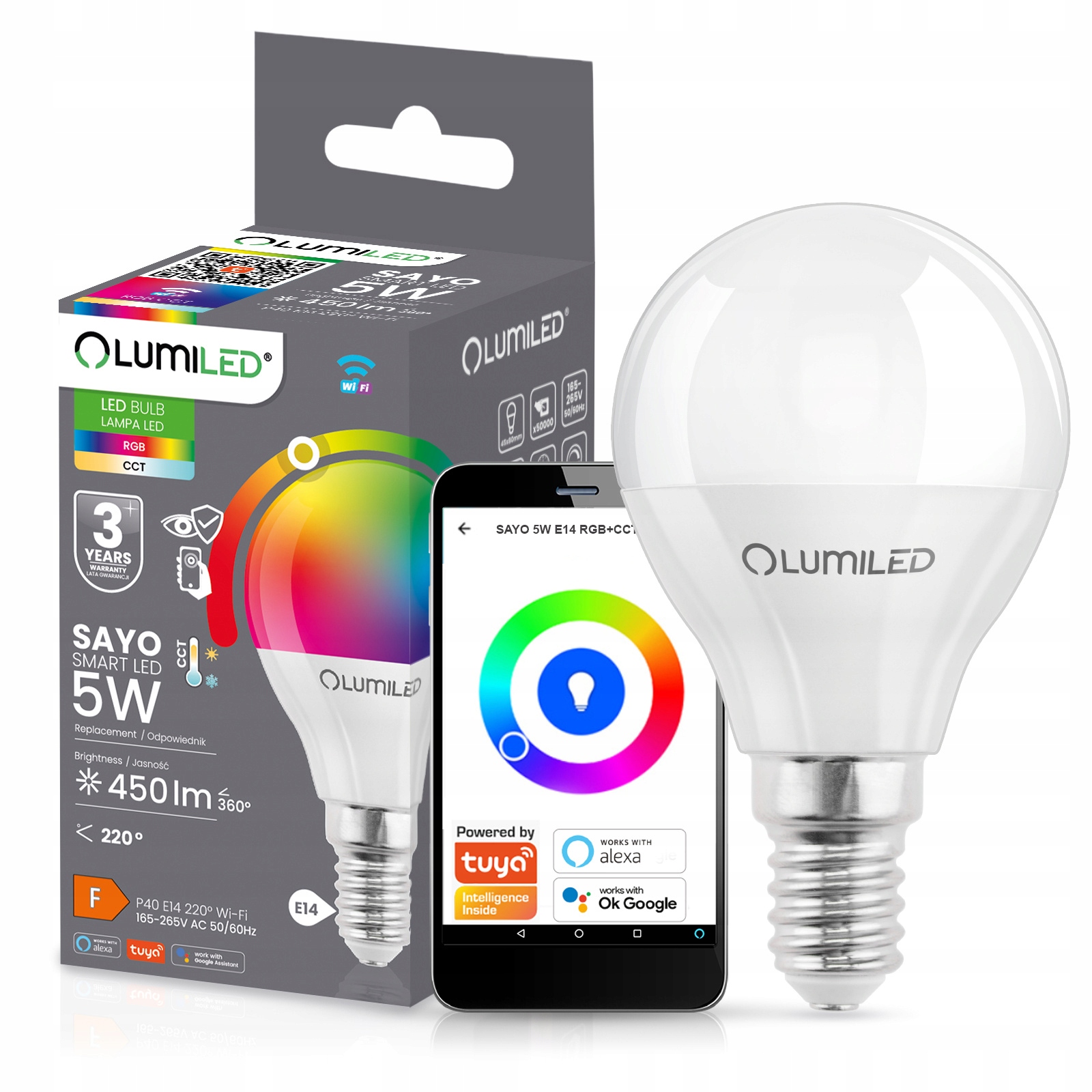 Żarówka Led E14 5W Rgb Cct Biały Wifi Tuya Smart Inteligentna Aplikacja