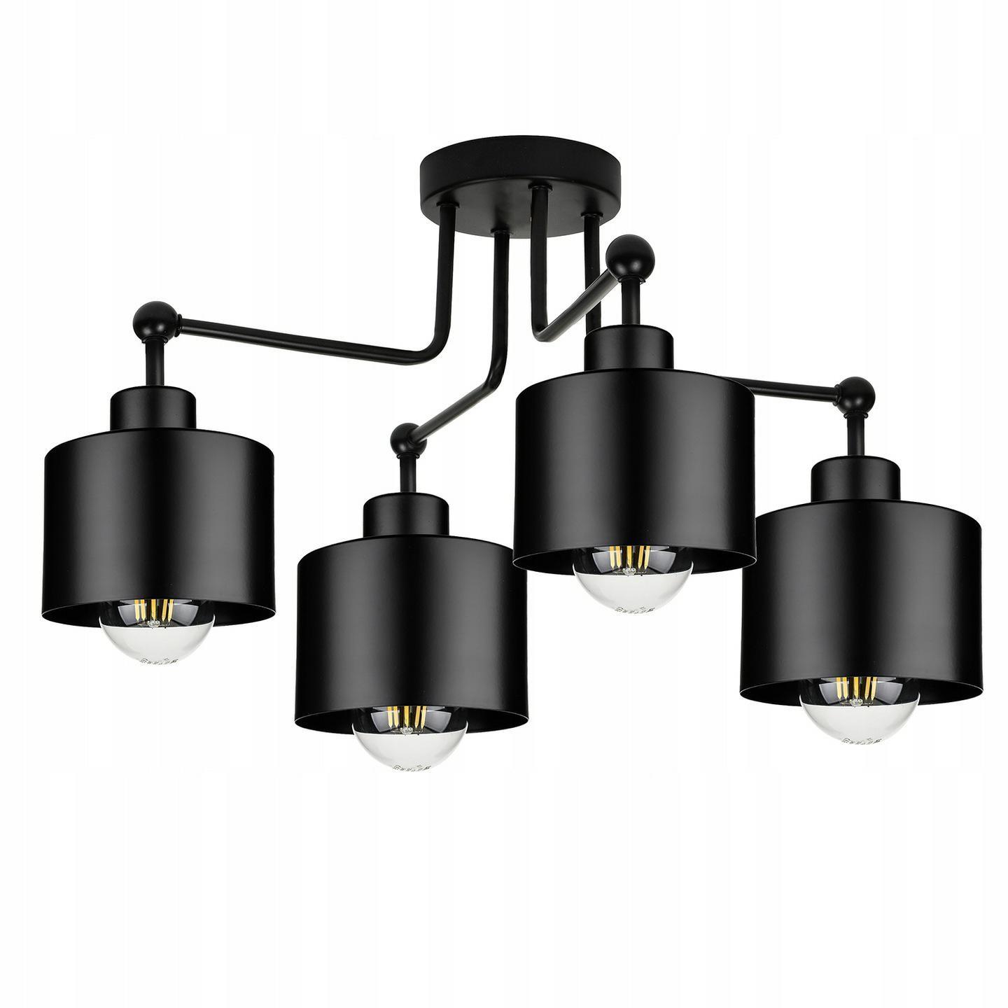 Lampa Plafon Żyrandol czarna 4x E27 Loft Abi P2