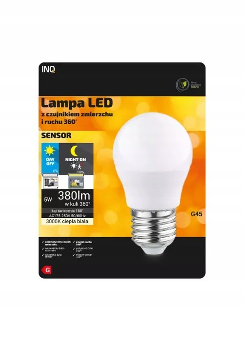 Żarówka Led Z Czujnikiem Ruchu I Zmierzchu E27 5W
