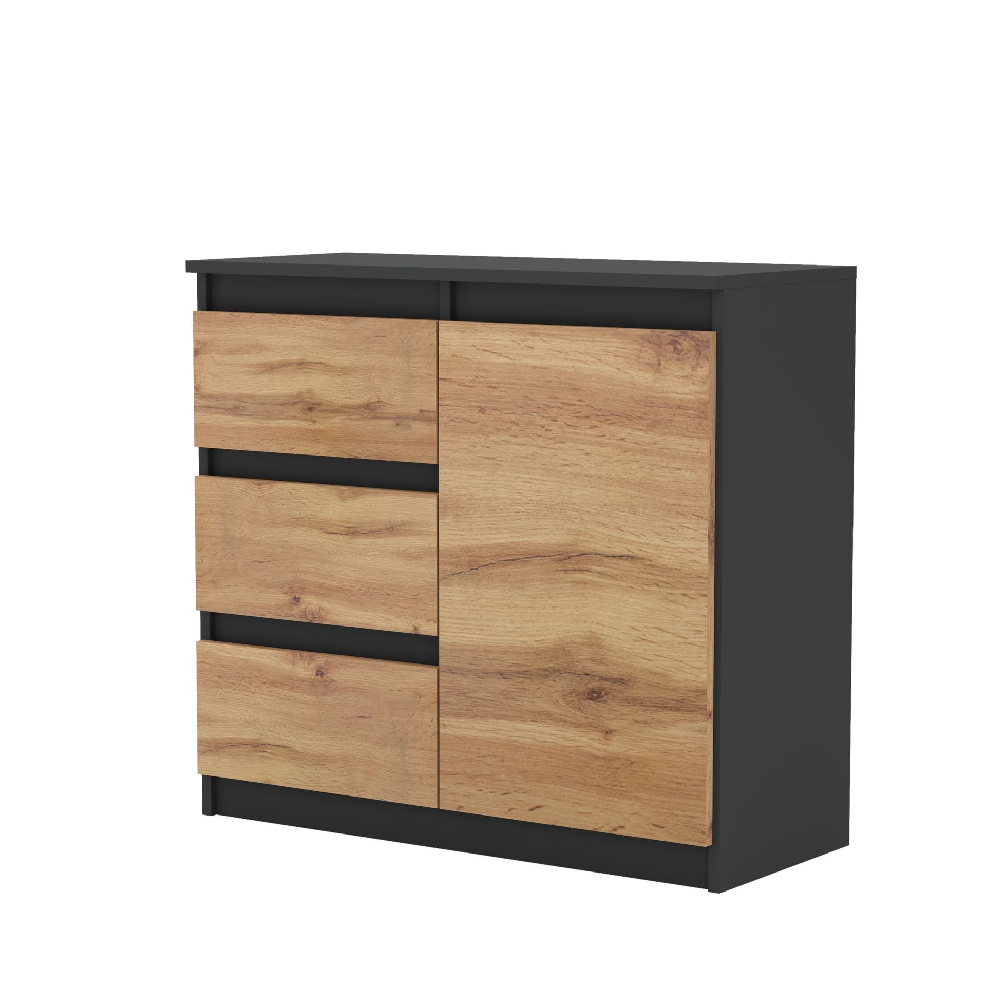 Komoda Antracyt Wotan z szufladami Pojemna Szafka Aga 80cm Meble do Salonu