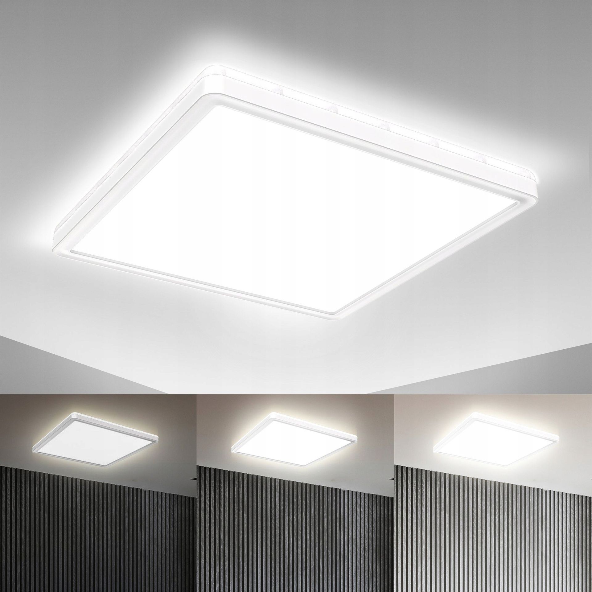 Lampa sufitowa Plafon kwadratowy B.K.Licht 29,3 x 29,3 cm biały