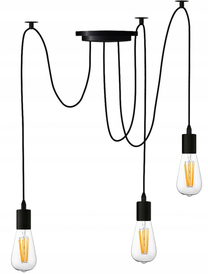 Lampa sufitowa wisząca Pająk 3x E27 Led żyrandol loft SuperLED