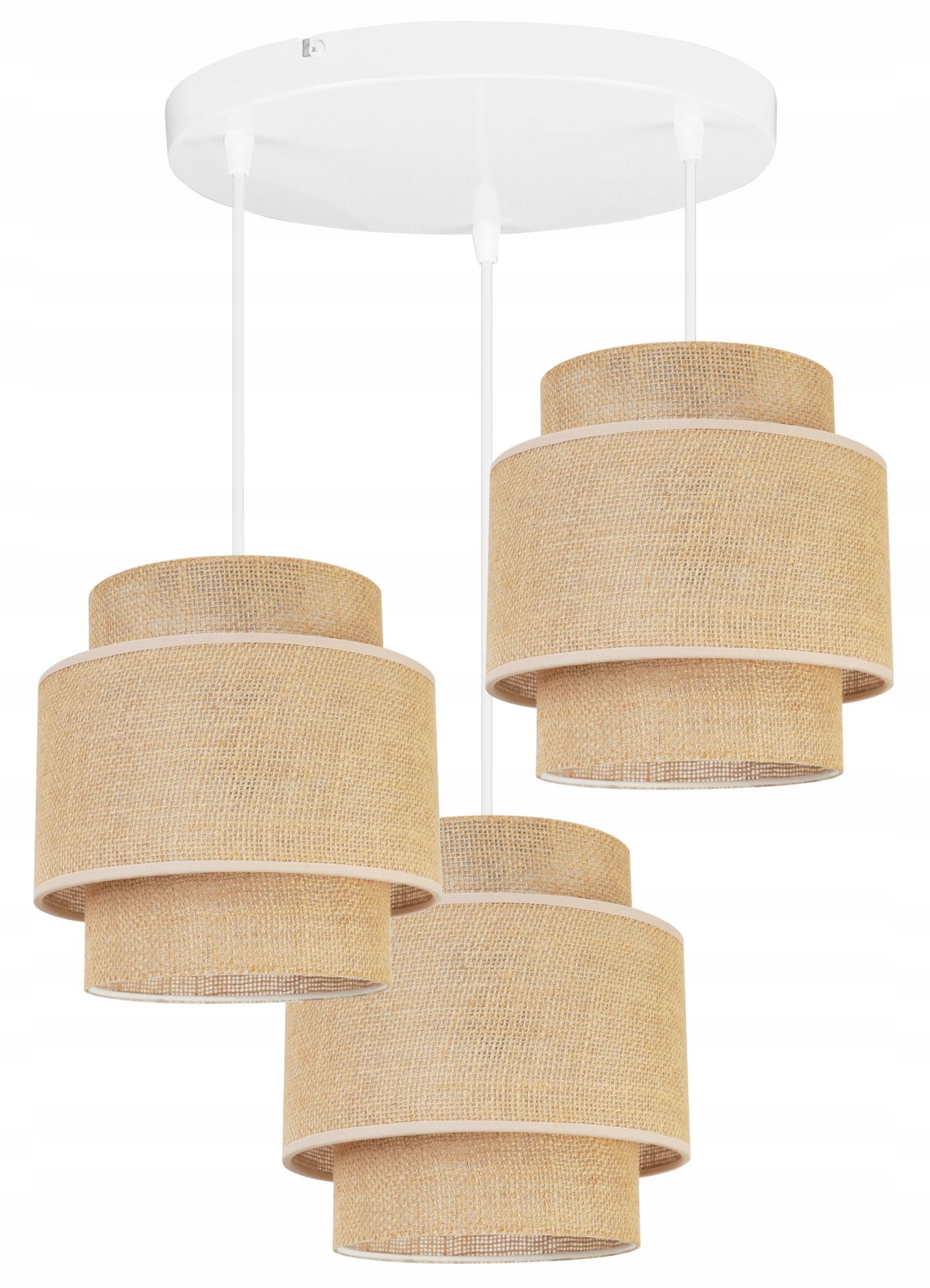 Lampa Sufitowa Wisząca Żyrandol Potrójna Abażur Boho Juta Do Jadalni Salonu