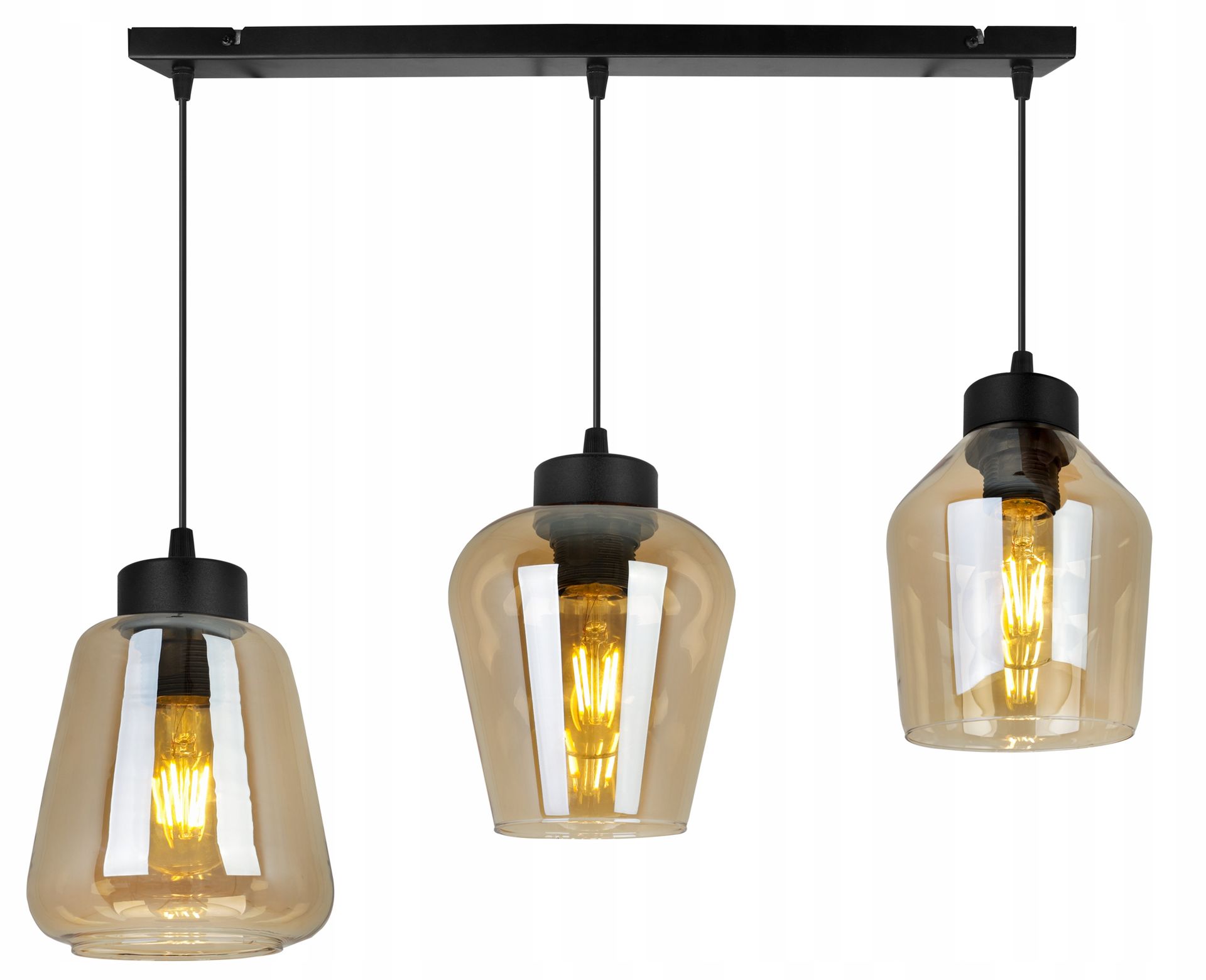 Śliczna bursztynowa lampa z 3 kloszami Rijeka listwa nad stół