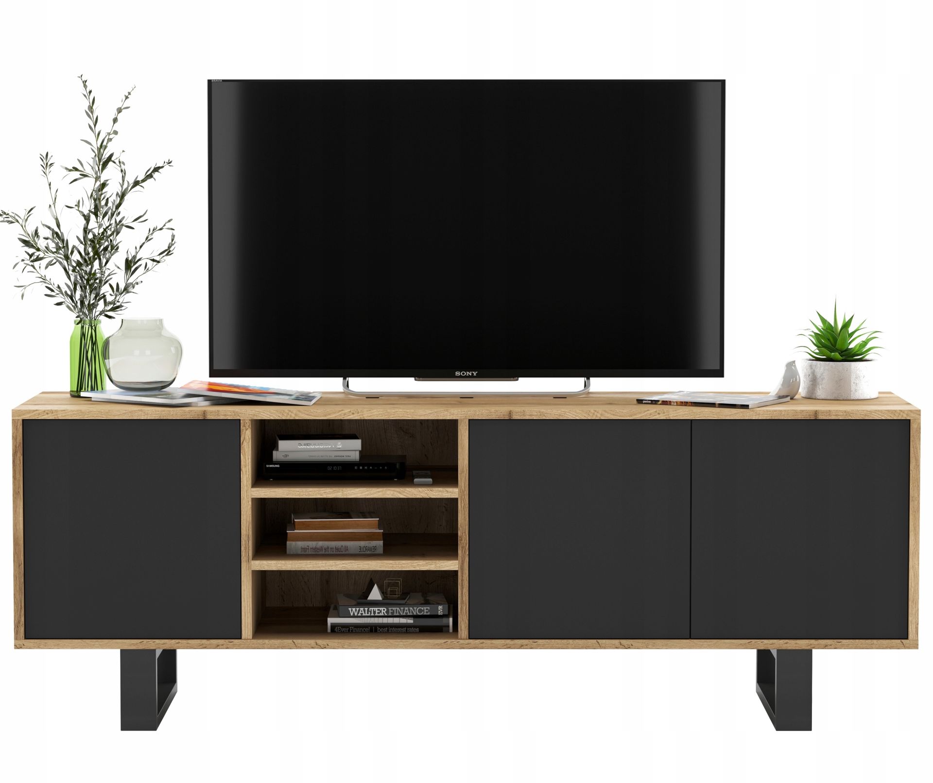 Szafka Rtv Loft Komoda Industrialna czarny Mat 150