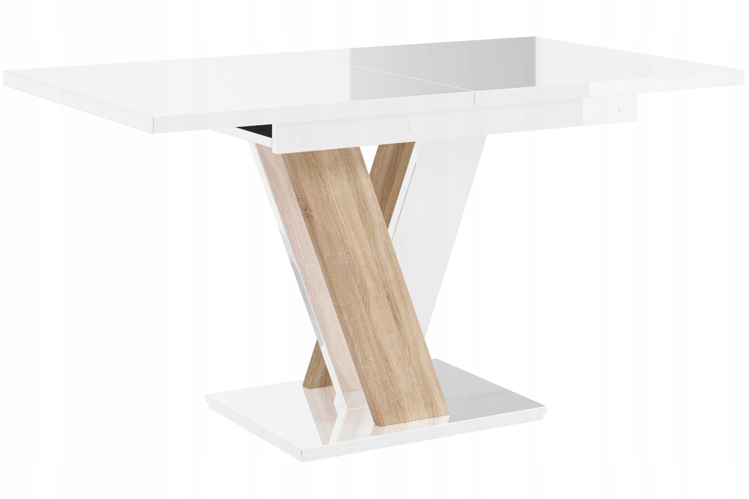 Stół Rozkładany 120-160 Biały Połysk Sonoma+GRATIS