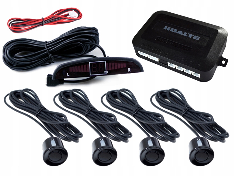 Czujniki Parkowania Cofania Zestaw Parktronic Hoalte 12V Czarne Sensory Tył