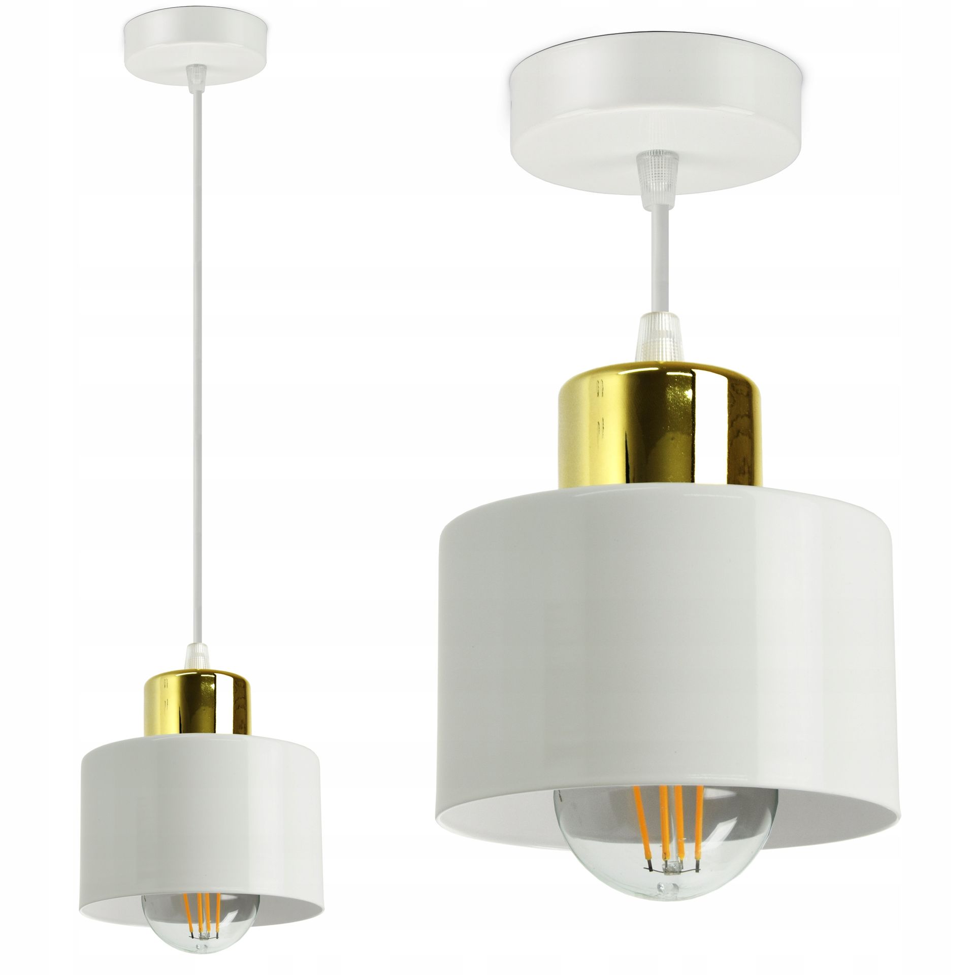 Lampa Sufitowa Żyrandol Biała Złota Roller EZ1 Led