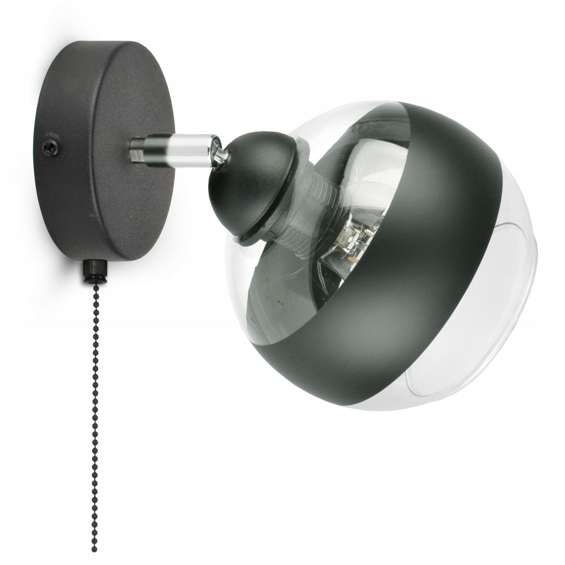 Lampa Ścienna Kinkiet Czarna Szklana Kula Black Belt KGW1 Led E27