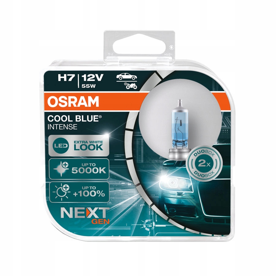 2x H7 Osram Zarówki 5000K Cool Blue Intense Next Gen Duo Box
