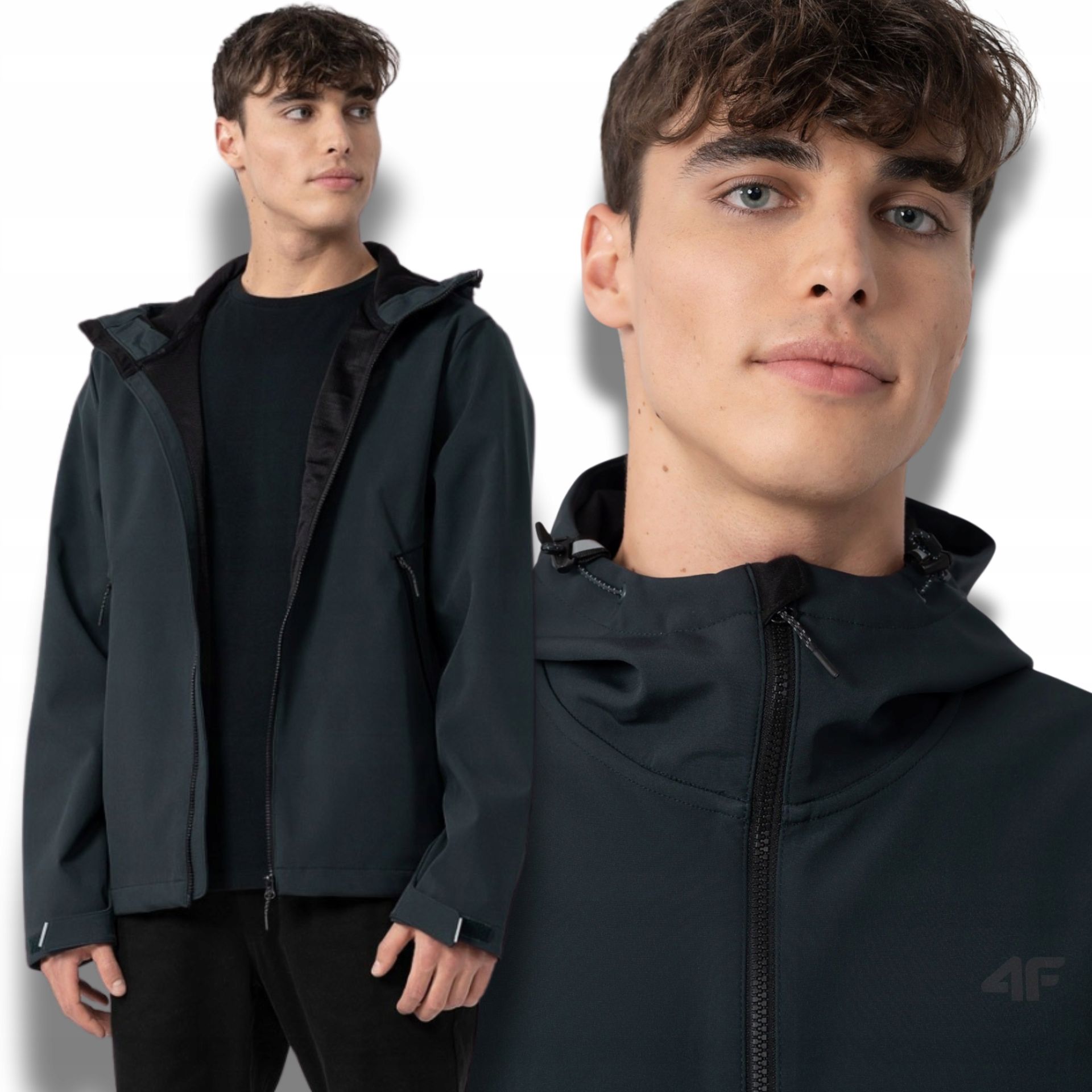 Kurtka Męska Przejściowa Softshell 4F Jesienna Sportowa Z Kapturem r. XL