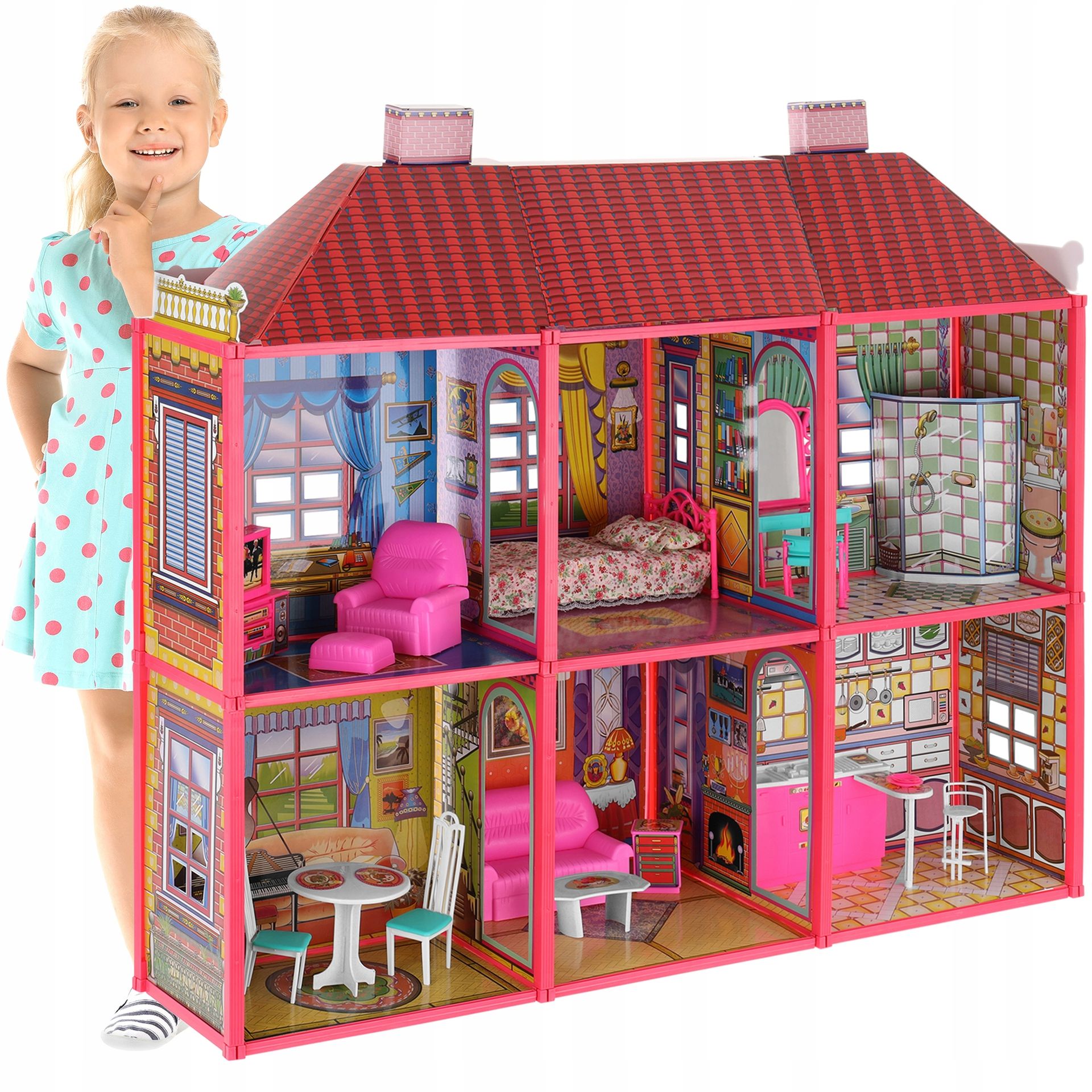 Domek Dla Lalek XXL Kreatywna Villa Z Mebelkami Do Złożenia Dom