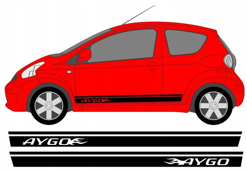 Naklejki pasy na drzwi boki samochodu Toyota Aygo
