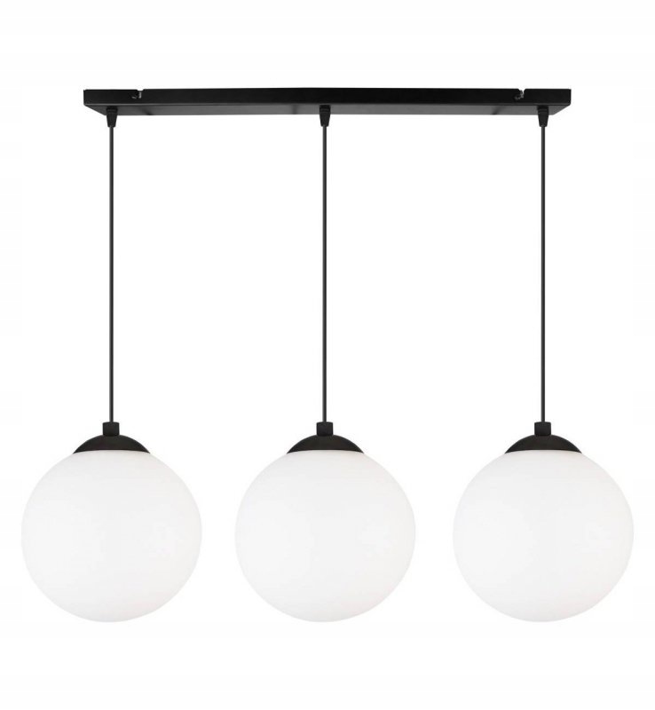 Lampa Wisząca Nad Stół Czarna Szklane Białe Klosze Kule Light Home