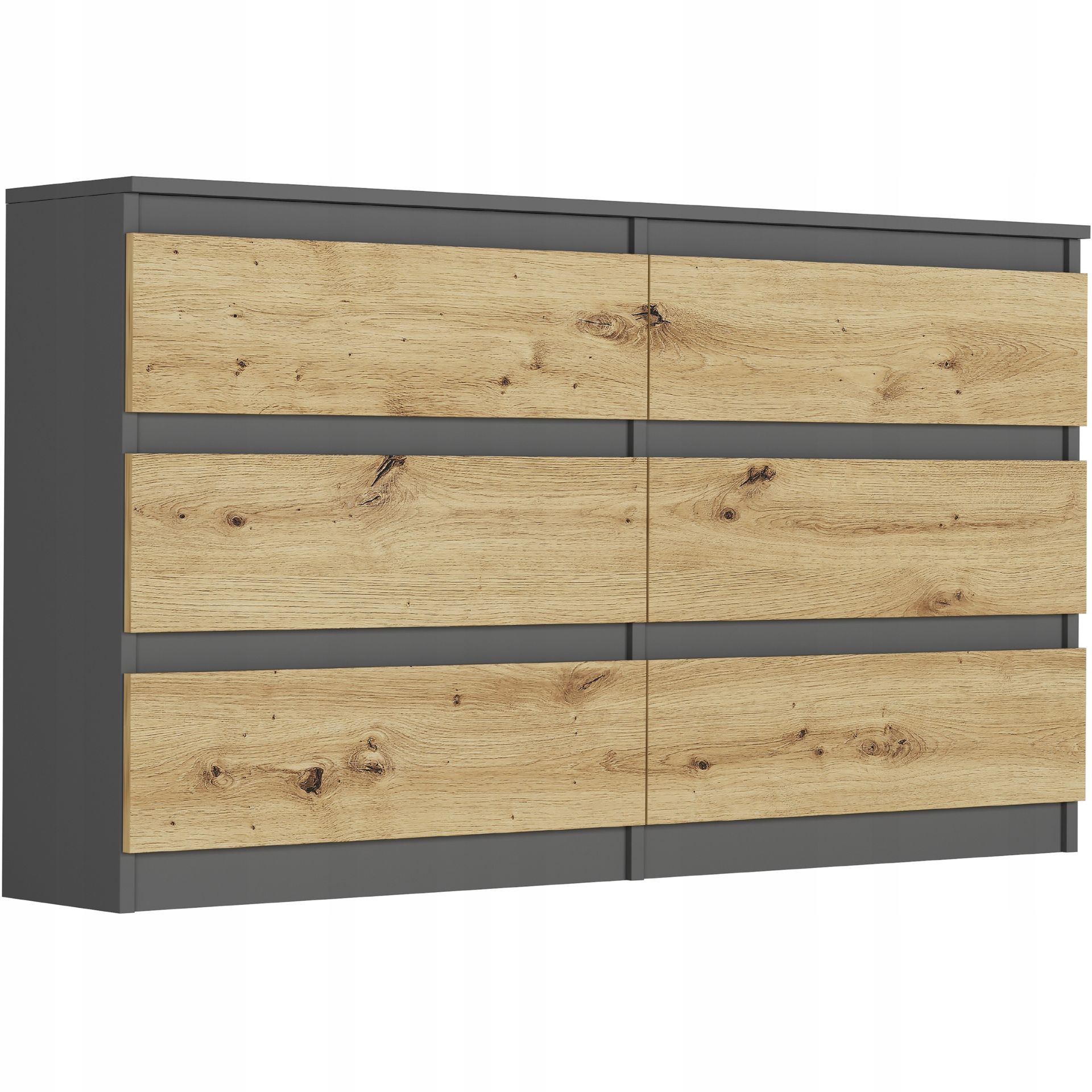 Komoda 140 CM Szafka 6 Szuflad Producent Pl R140 Antracyt MIX Artisan