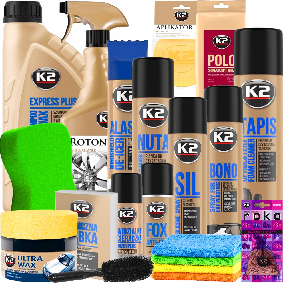 K2 Zestaw Profesjonalnych Kosmetyków Do Pielęgnacji Mycia Samochodu Auta