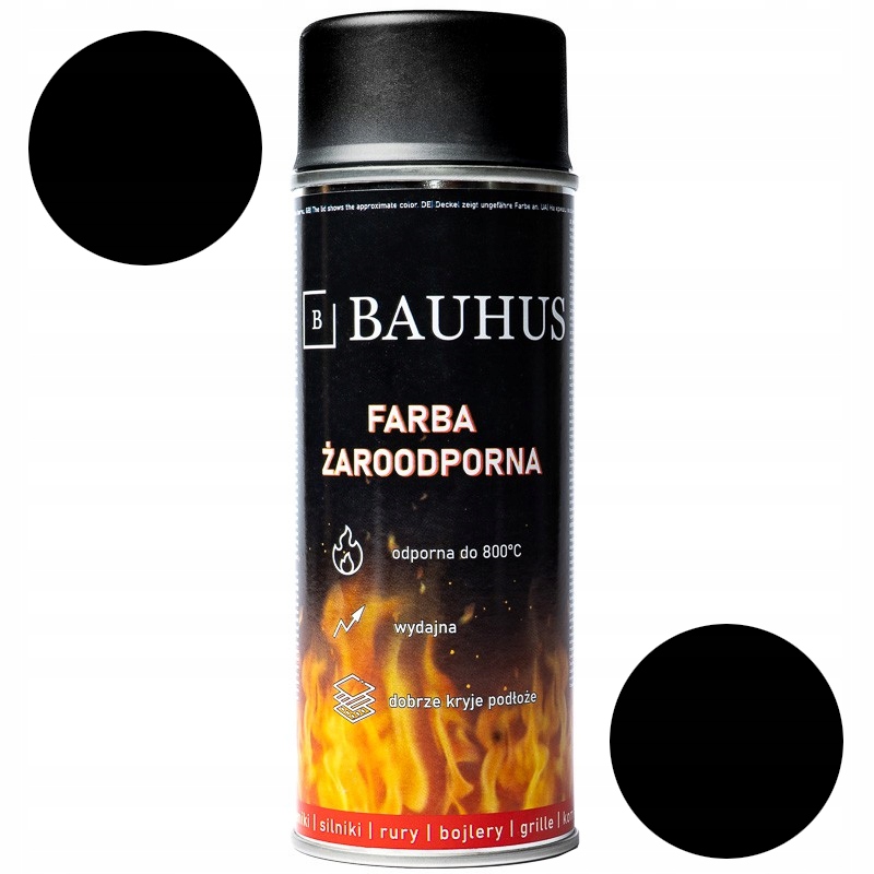 Bauhus Farba Żaroodporna W Sprayu Do Grilla Kominka Czarna Ral 9005 400ml