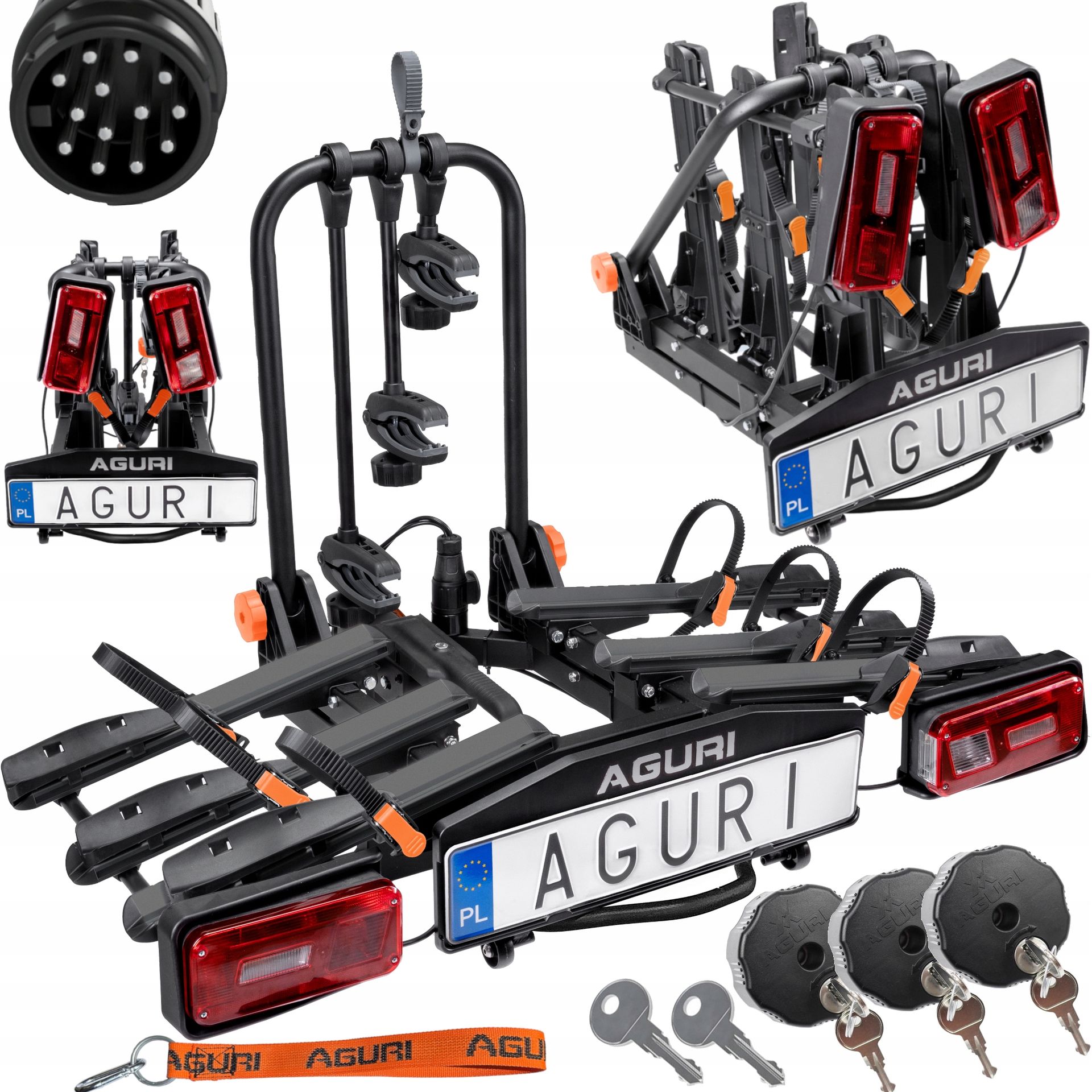 Bagażnik Rowerowy Na Hak Aguri Krab 3 Rowery Składany Uchylany Zamykany 13P