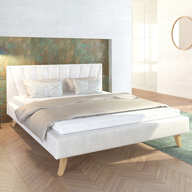 Łóżko 140x200 tapicerowane materac stelaż Malmo