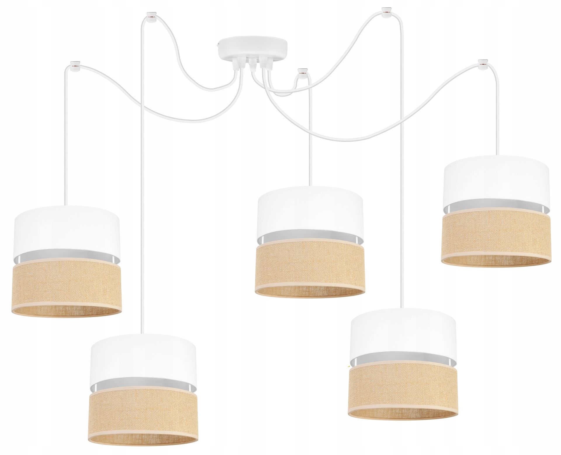 Lampa Sufitowa Wisząca Żyrandol Pająk Loft Abażur Boho Juta 20 CM