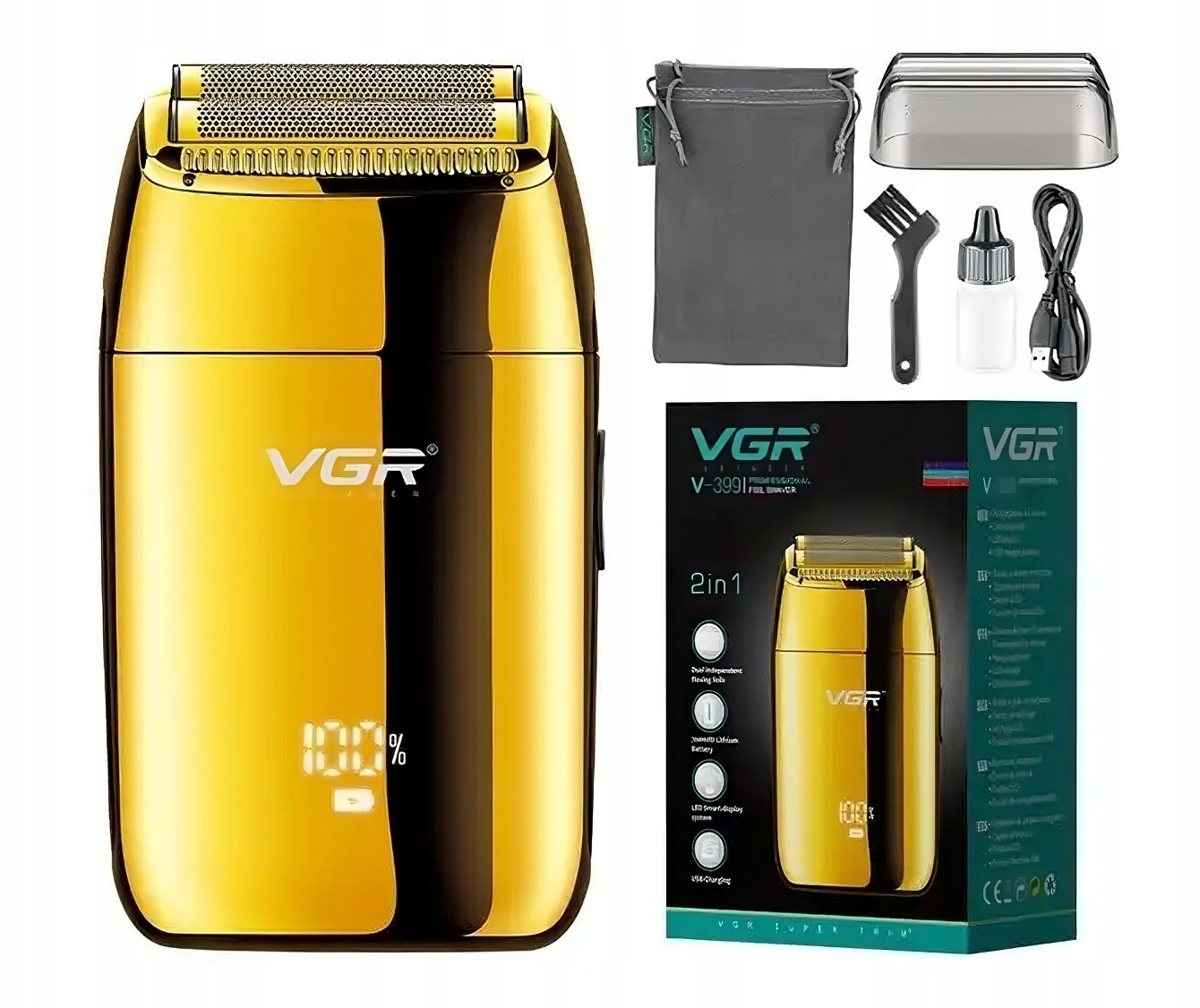 Golarka męska maszynka do golenia Vgr V-399 Gold Edition 2 głowice