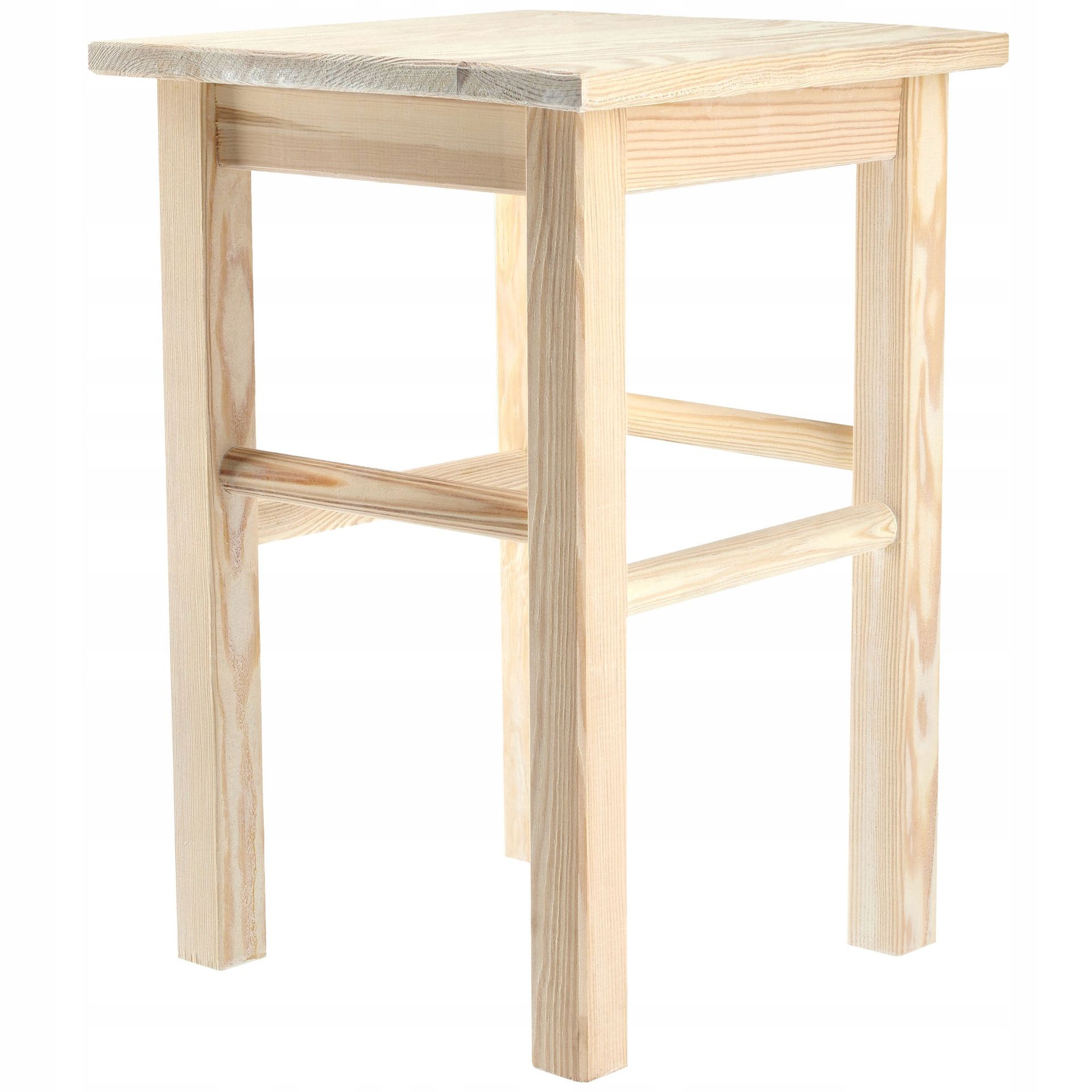 Taboret Drewniany Kuchenny Stołek Krzesło 43,5cm Solidny Naturalny