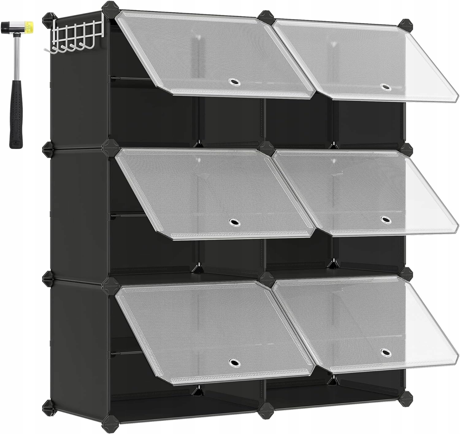 Songmics LPC033B01 Szafka na buty pudełka modułowe 124 x 94 x 32 cm czarna