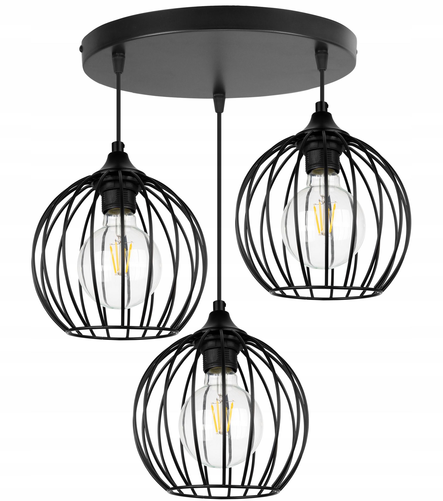 Lampa Wisząca Czarna Druciana Żyrandol Loft Led