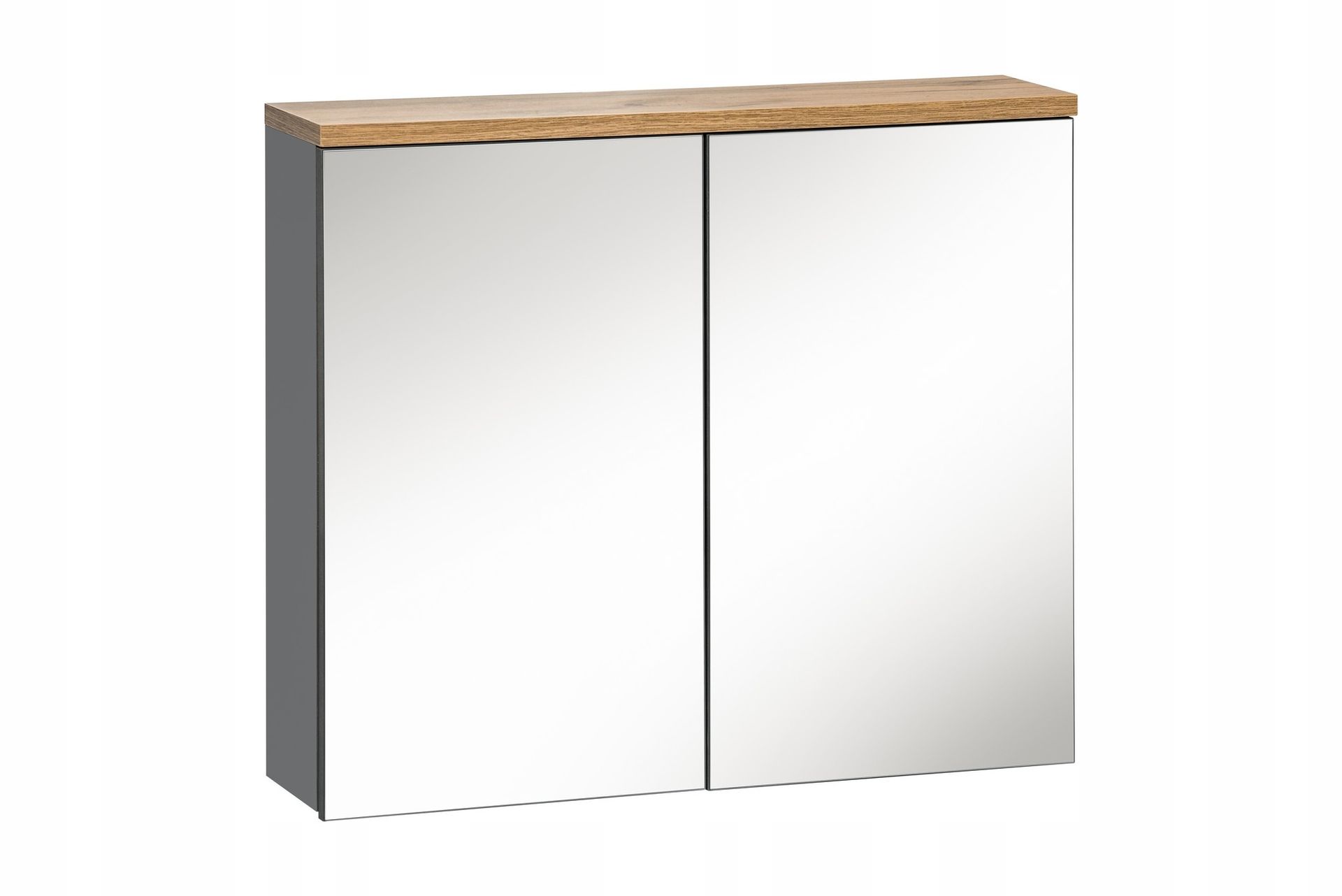 Szara Szafka Łazienkowa z Lustrem 80 cm Półki