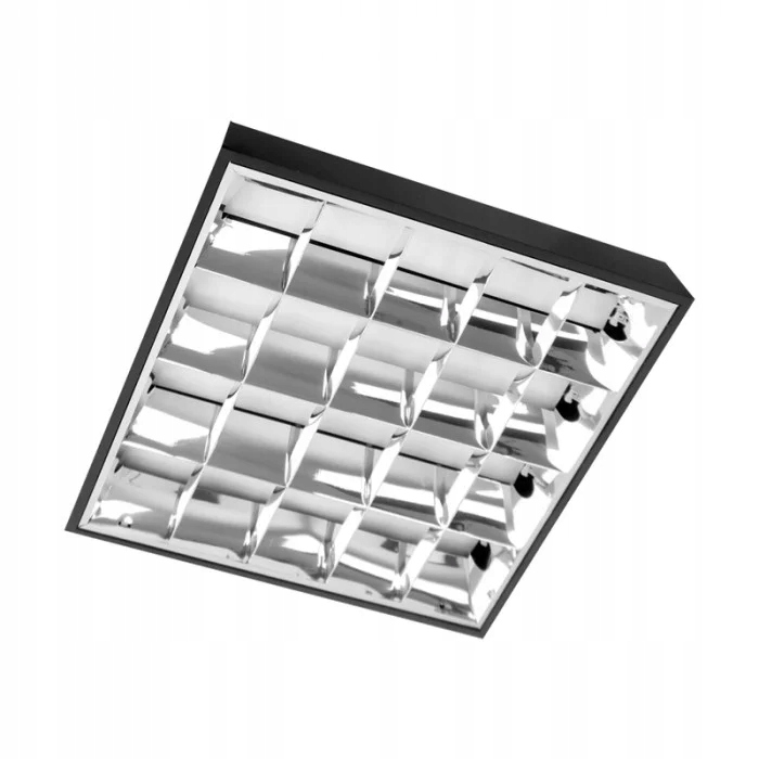 Lampa sufitowa rastrowa biurowa czarna srebrna kwadratowa 60 cm Ecolight