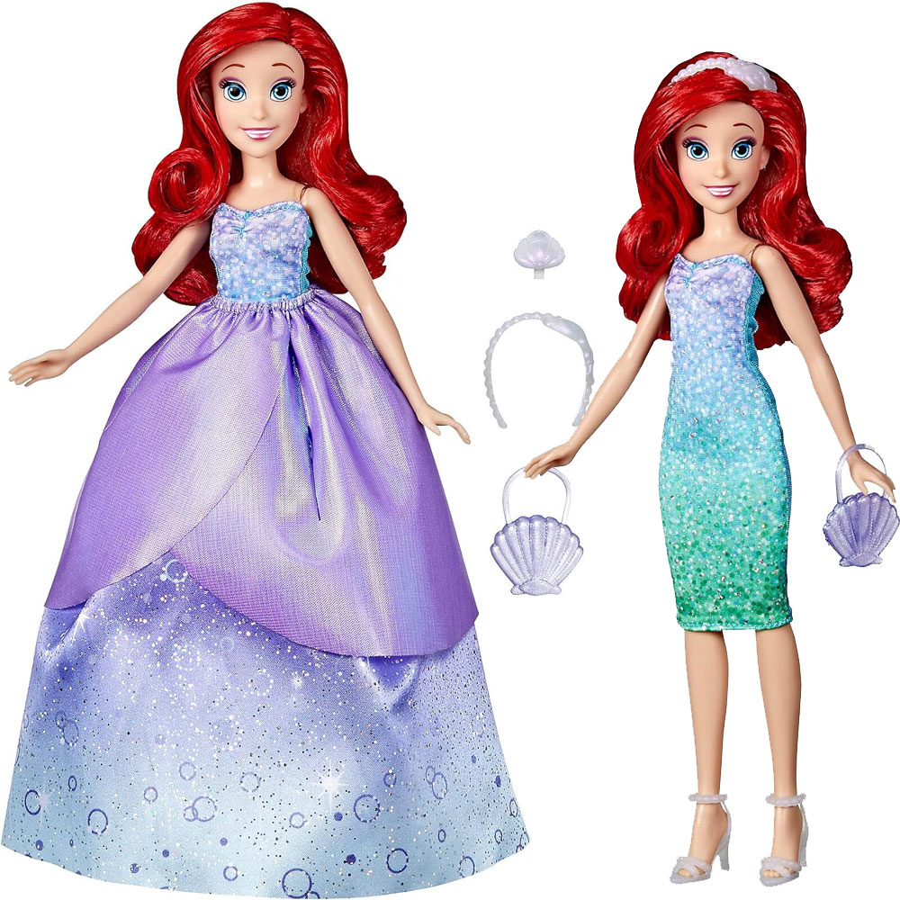 Disney Princess Zestaw Lalka Arielka 7 akcesoriów 10 kreacji modowych